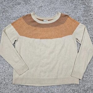 Smartwool Womens L Beige‎ Brown Wool Sweater Colorblock Lightweight Knit READ
